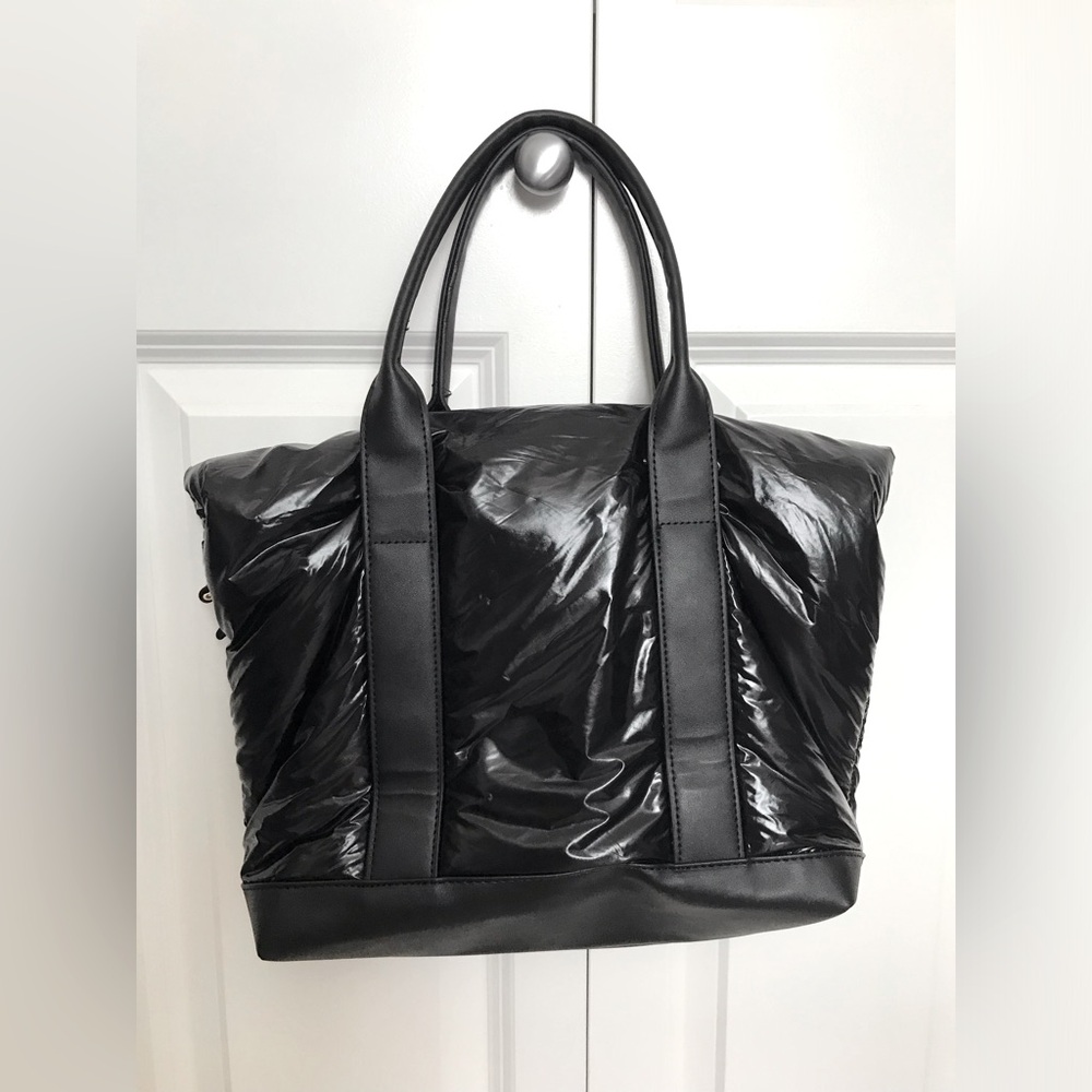 Convertible Glossy Puffer Tote Bag NWOT - Picture 3 of 9